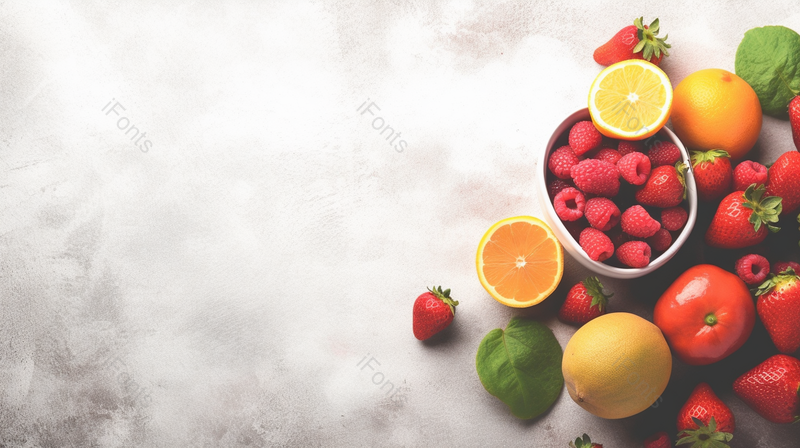 柠檬橙子草莓等新鲜的水果,高清,摄影图,摄影图片,图片大全,摄影图免费下载